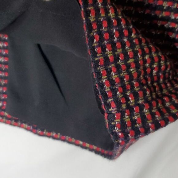 6 THE LIMITED RED TAN PURPLE BLUE WOVEN TEXTURED LINED CAREER SKIRT MEDIUM - Picture 5 of 11